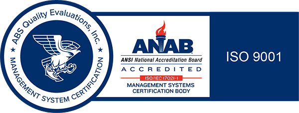 Selo de certificação ISO 9001 - ABS Quality Evaluations / ANAB