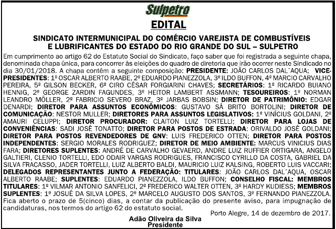 Edital para eleições 2018 é publicado