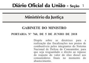 Orientações sobre Portaria n° 760, de 5 de junho de 2018