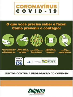 Sulpetro cancela eventos e disponibiliza material sobre coronavírus