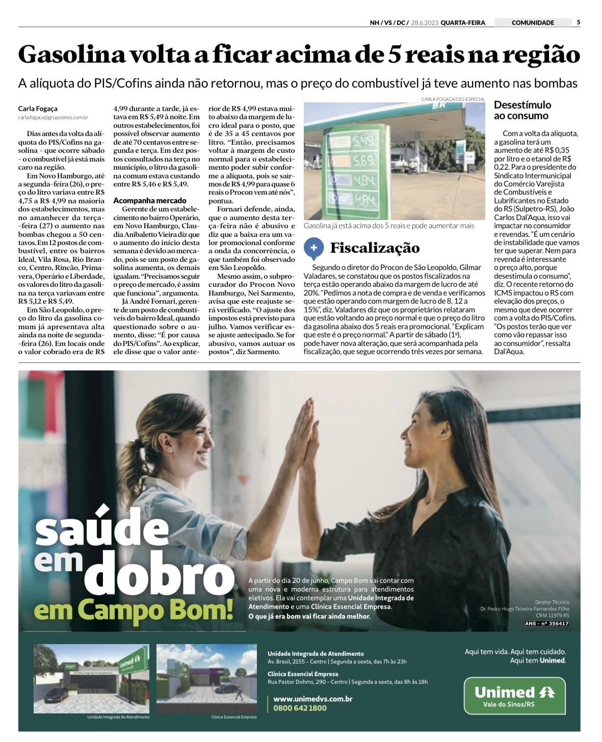 Gasolina volta a ficar acima de 5 reais na região