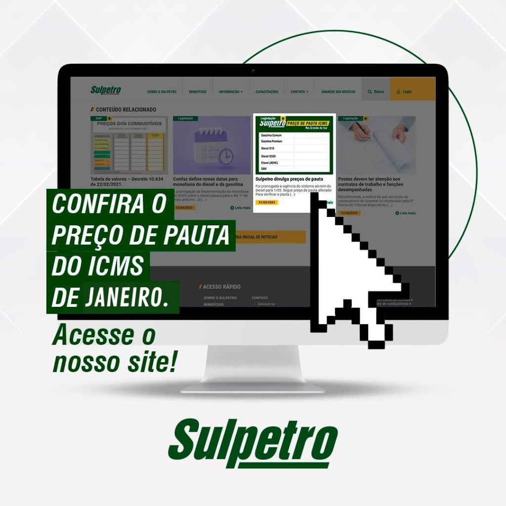 Preço de pauta – 1ª quinzena de Janeiro de 2024